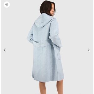 BELLE & BLOOM Walk this Way Sky Blue Hooded Wool Blend Winter Coat